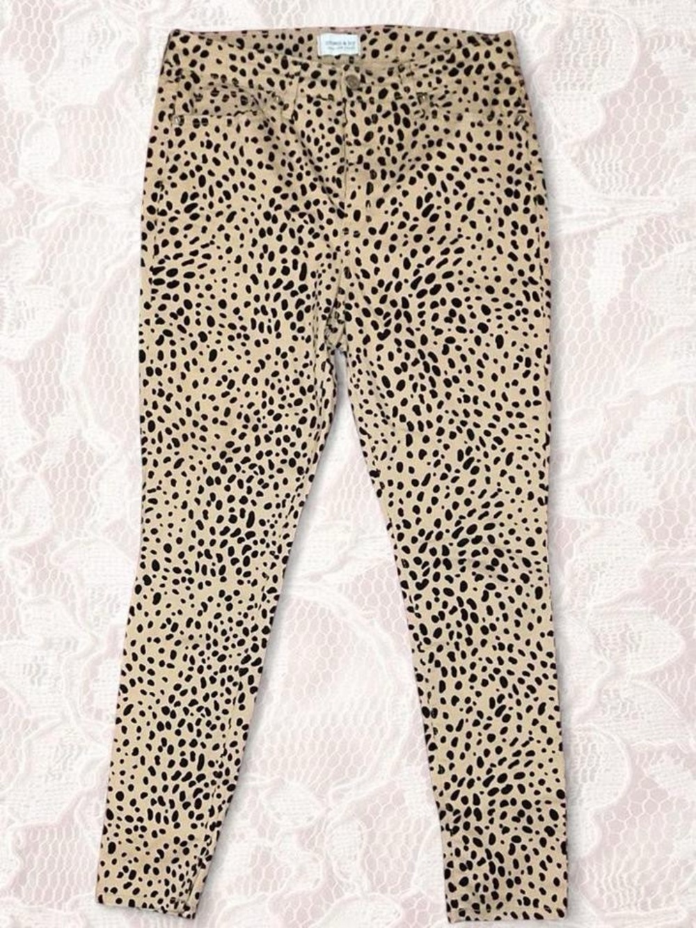 crown & ivy Tan and Black Cheetah Print Pants 10